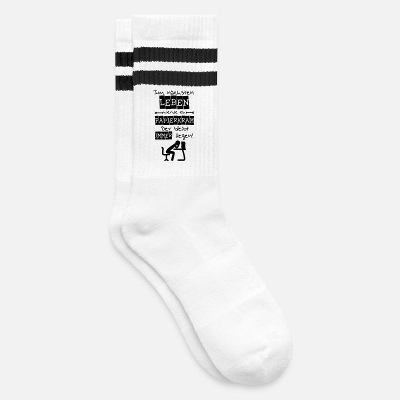 Ich werde Papierkram Spruch Geschenk - Gestreifte Tennissocken - Weiß/Schwarz
