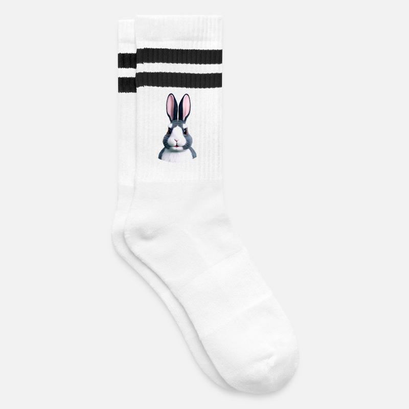 Rabbit - Not only at Easter - Striped tennis socks - white/black