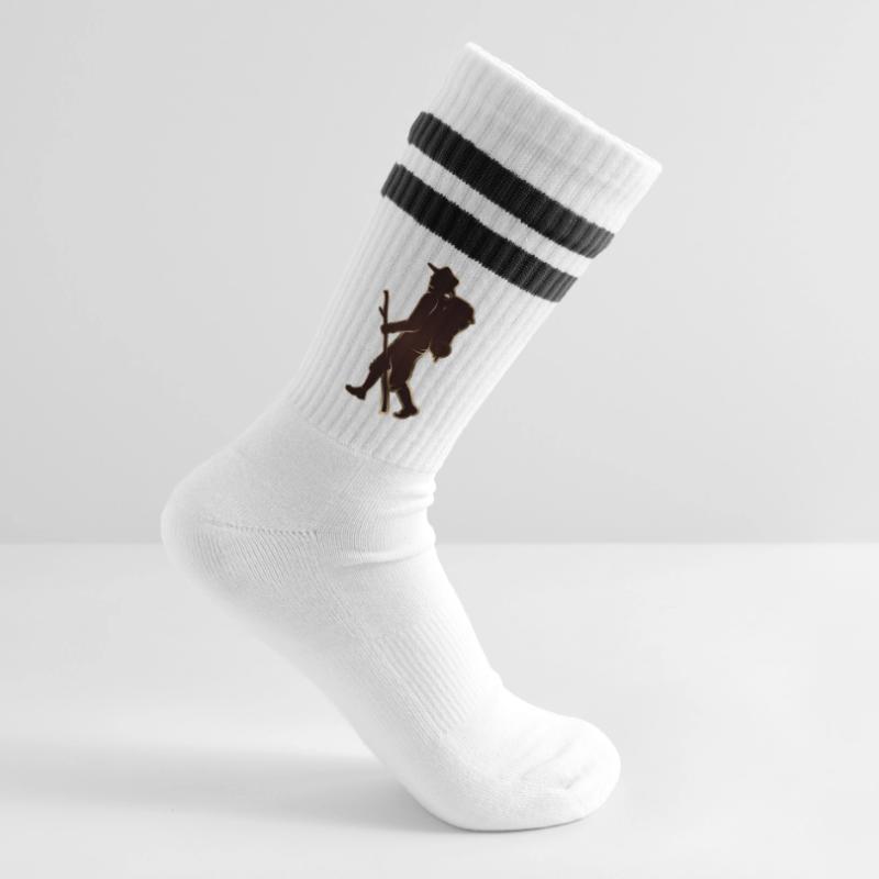 Pilger oder Wanderer mit Wanderstab & Rucksack Gestreifte Tennissocken