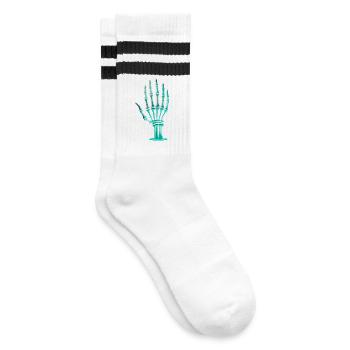 Halloween Skelett Hand - Gestreifte Tennissocken - Weiß/Schwarz - Rechts