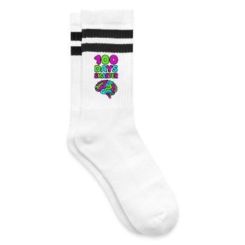 100 days smarter - Striped tennis socks - white/black - Right