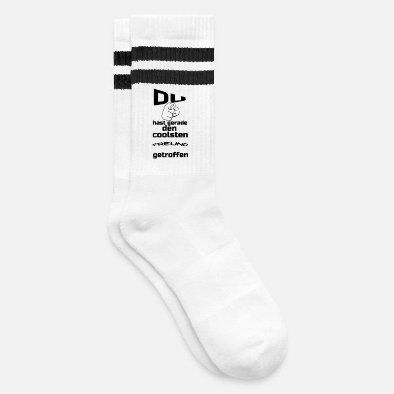 Coolster Freund Geschenk - Gestreifte Tennissocken - Weiß/Schwarz