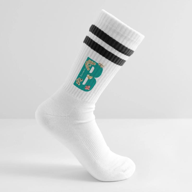 Lettre B avec éléments naturels Bleu Vert Chaussettes de tennis