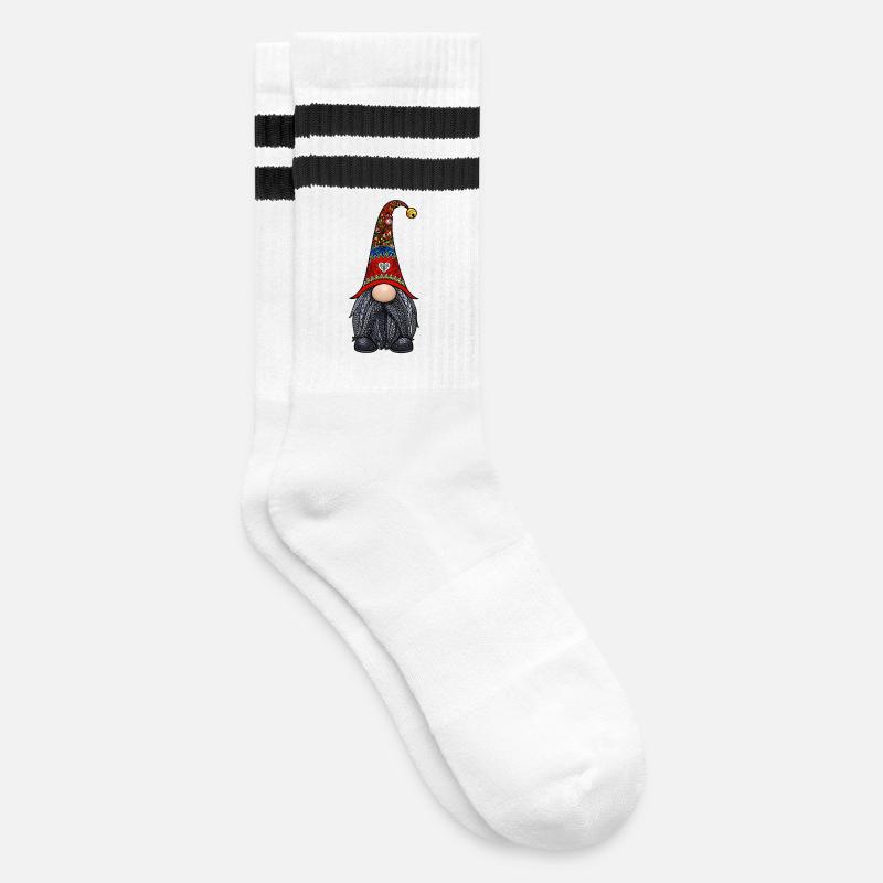 Tomte Zentangle - Striped tennis socks - white/black