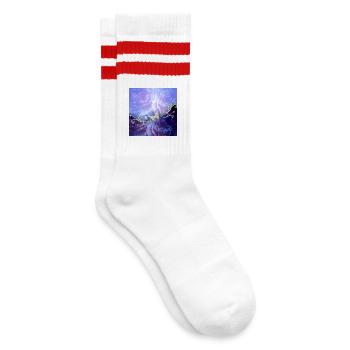 Blumen, blumig, blühen, Eleganz, dekorativ, s - Gestreifte Tennissocken - Weiß/Rot - Rechts