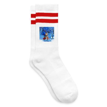Petit renne et renard mignon vous souhaitent un joyeux chri - Chaussettes de tennis - blanc/rouge - Droite