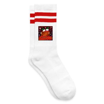 DIÄT FUNKTIONIERT NICHT - WEIHNACHTSWEIHNACHTSMANN - Gestreifte Tennissocken - Weiß/Rot - Rechts