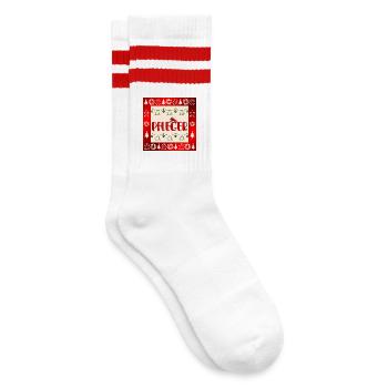 Pflege Pflegefachkräfte Weihnachten Pfleger - Gestreifte Tennissocken - Weiß/Rot - Rechts