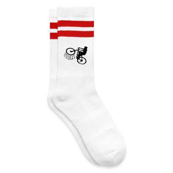 Shirt Wheelie Rad Fahrrad - Gestreifte Tennissocken - Weiß/Rot - Rechts