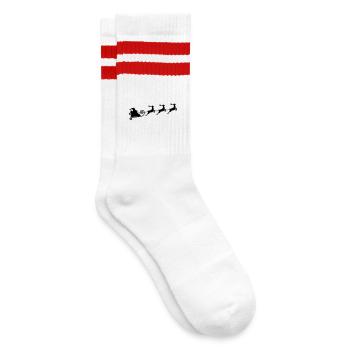 Rentierschlittenfahrt - Gestreifte Tennissocken - Weiß/Rot - Rechts