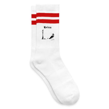 Relax - It's just the plague - Gestreifte Tennissocken - Weiß/Rot - Rechts
