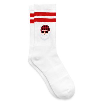 Humor Christmas Man Santa Claus - Striped tennis socks - white/red - Right