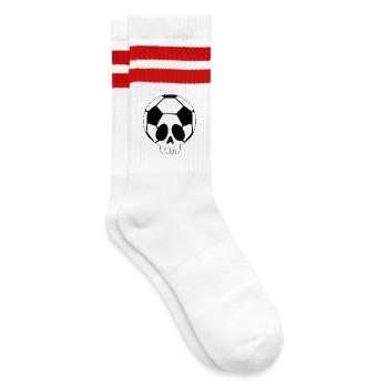 Skull and football - Striped tennis socks - white/red - Right