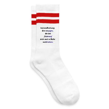 Instandhaltung T-Shirt Lustiges Geschenk Handwerk! - Gestreifte Tennissocken - Weiß/Rot - Rechts