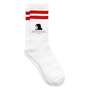 Dutschke Parteien - Gestreifte Tennissocken - Weiß/Rot - Rechts
