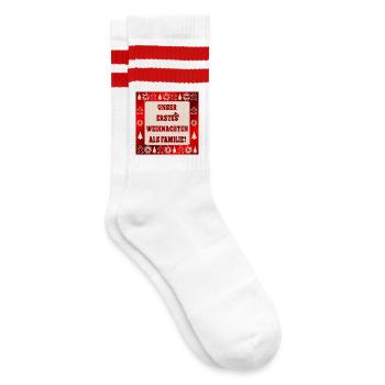 CHRISTMAS FAMILY BABY - Striped tennis socks - white/red - Right