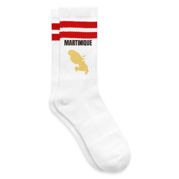 Martinique - Westindische Inseln T-Shirt - Gestreifte Tennissocken - Weiß/Rot - Rechts