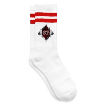 SixSeven - Striped tennis socks - white/red - Right