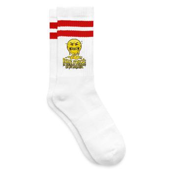 Rire Forcé : Réaction Ultime - Gestreifte Tennissocken - Weiß/Rot - Rechts