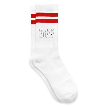 EAT ME NOW - Striped tennis socks - white/red - Right