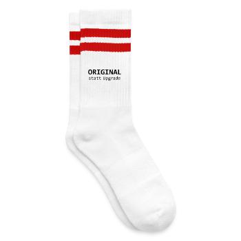 ORIGINAL statt Upgrade - Gestreifte Tennissocken - Weiß/Rot - Rechts