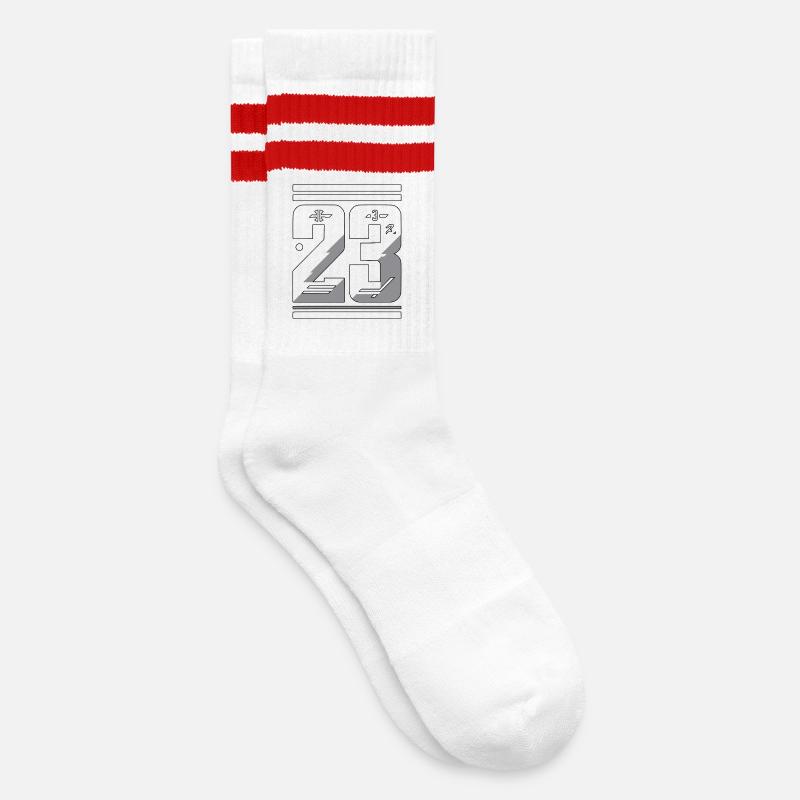 Graphique élégant numéro 23 - Chaussettes de tennis - blanc/rouge