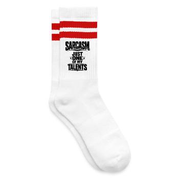 Sarcasm just one of my many talents - Striped tennis socks - white/red - Right