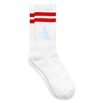 Blauer Weihnachtsbaum - Gestreifte Tennissocken - Weiß/Rot - Rechts