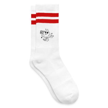 Funky Cosmic Fröhliches Design - Gestreifte Tennissocken - Weiß/Rot - Rechts