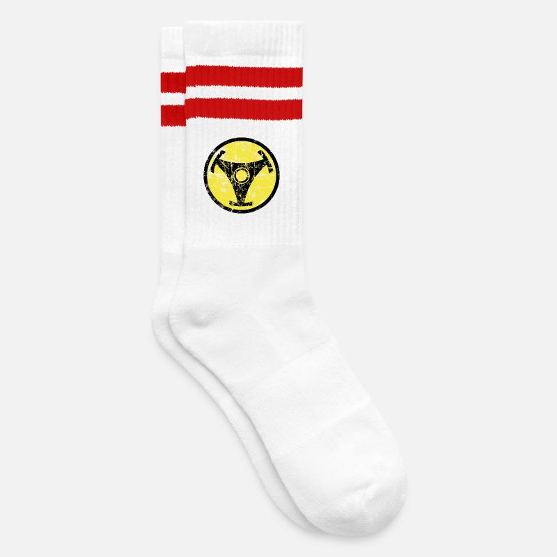 Atomic Vinyl 45rpm Nuklear Design - Gestreifte Tennissocken - Weiß/Rot