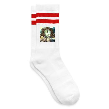 Uhrwerk - Gestreifte Tennissocken - Weiß/Rot - Rechts
