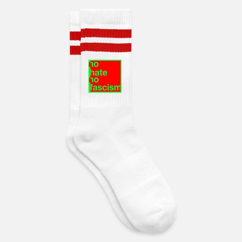 Pas de haine, pas de fascisme - Chaussettes de tennis - blanc/rouge