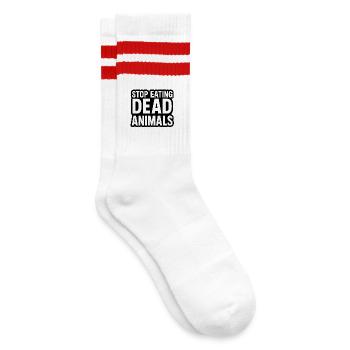 Animal Welfare | Stop eating dead animals - Striped tennis socks - white/red - Right