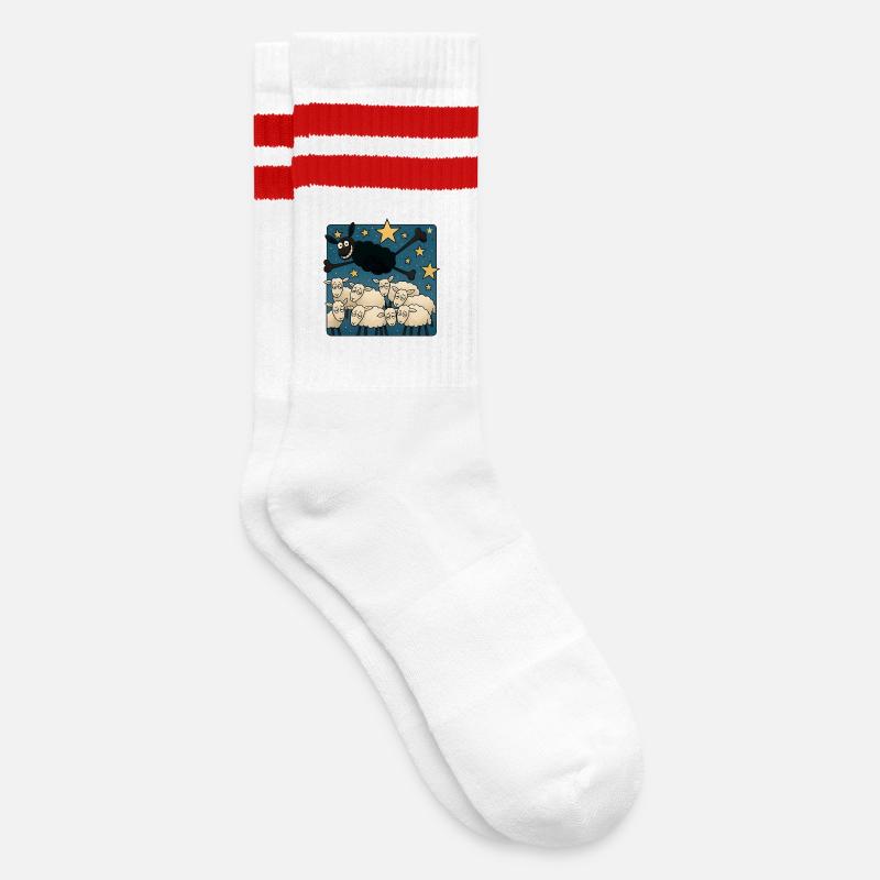 Mouton noir - Chaussettes de tennis - blanc/rouge