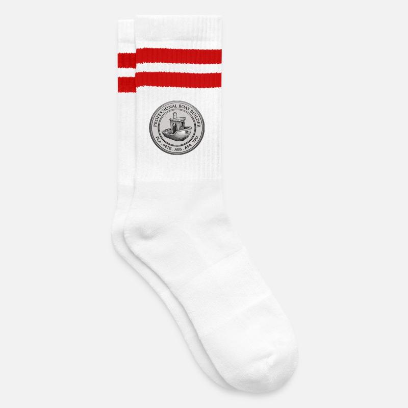 Professional Boat Builder – 3D Printing Emblem - Striped tennis socks - white/red