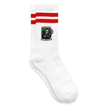 Ich sammel XP, keine Seelen! - Gestreifte Tennissocken - Weiß/Rot - Rechts