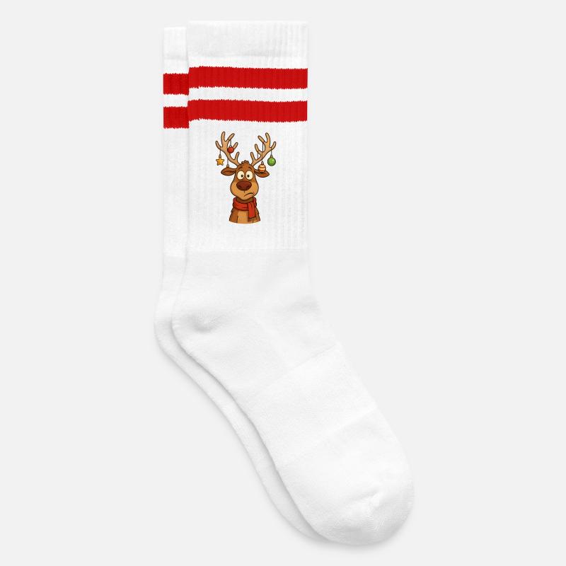 Cerf Rudolph Joyeux Noël doux - Chaussettes de tennis - blanc/rouge