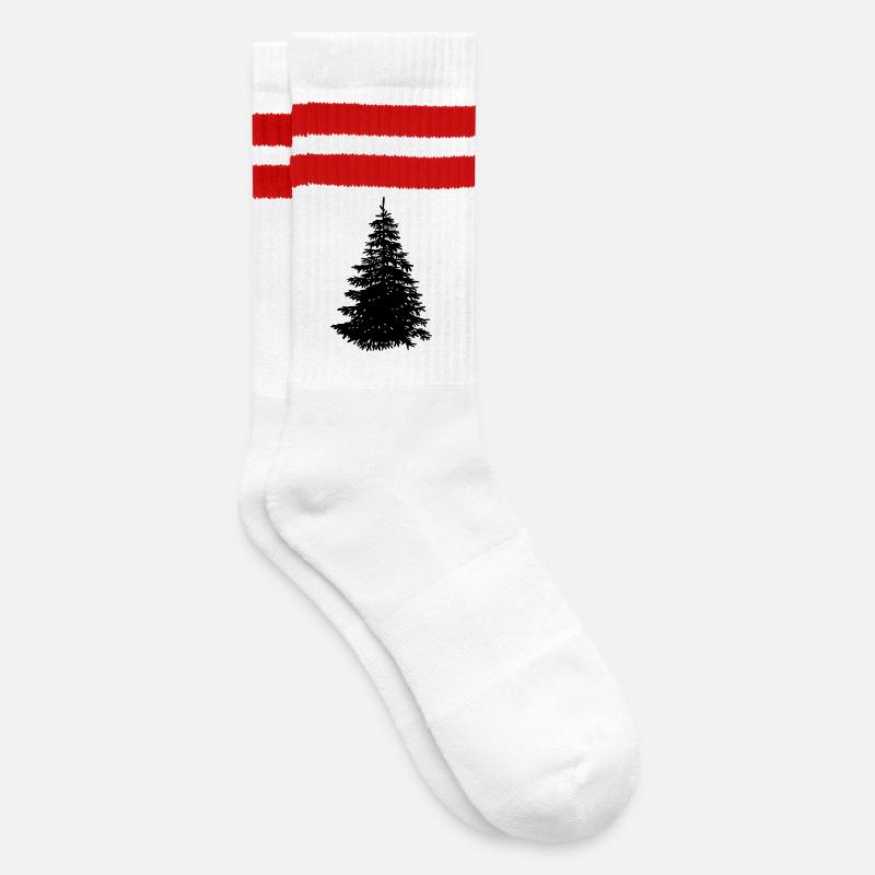 Christmas tree - Striped tennis socks - white/red