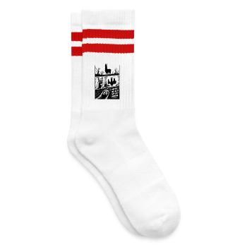 Llamas They Spit They Judge Horror - Striped tennis socks - white/red - Right