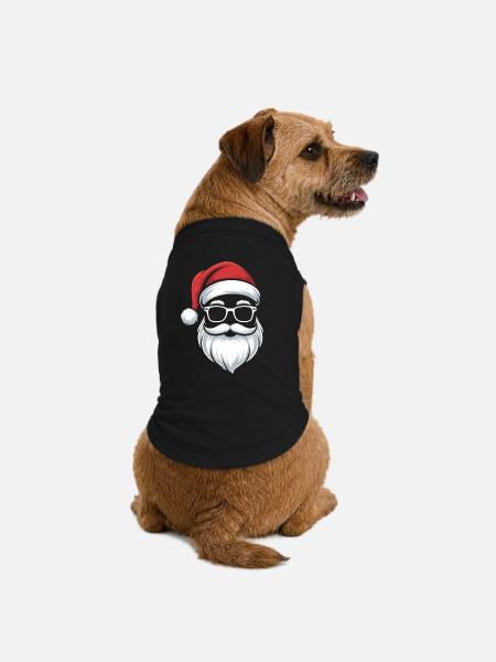 Santa mit Brille Nerdige Weihnacht - Premium Organic Hunde-T-Shirt - Schwarz
