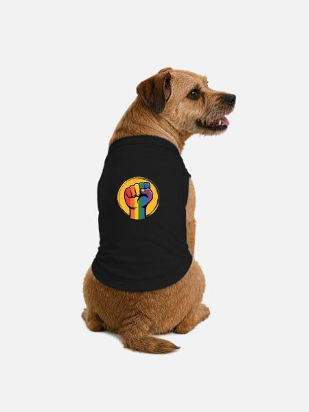 Rainbow Fist Antifa - Gegen Rechts - Premium Organic Hunde-T-Shirt - Schwarz