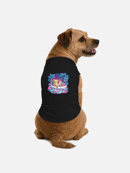 Teddy Boottraum Unter Sternenhimmel - Premium Organic Hunde-T-Shirt - Schwarz