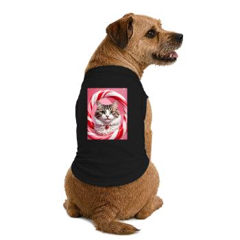 Weihnachtskatze im Süßigkeiten-Ring-Design - Premium Organic Hunde-T-Shirt - Schwarz - Hinten