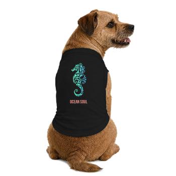 Ocean Soul – Seepferdchen Meeresmotiv - Premium Organic Hunde-T-Shirt - Schwarz - Hinten