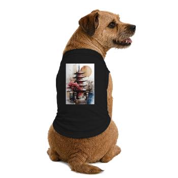 Zen-Sonne-Aquarellpagode - Premium Organic Hunde-T-Shirt - Schwarz - Hinten