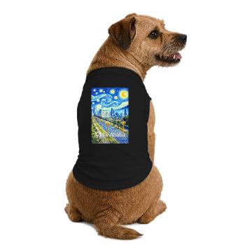 Addis Ababa Night Skyline Art - Premium Organic Dog T-Shirt - black - Back