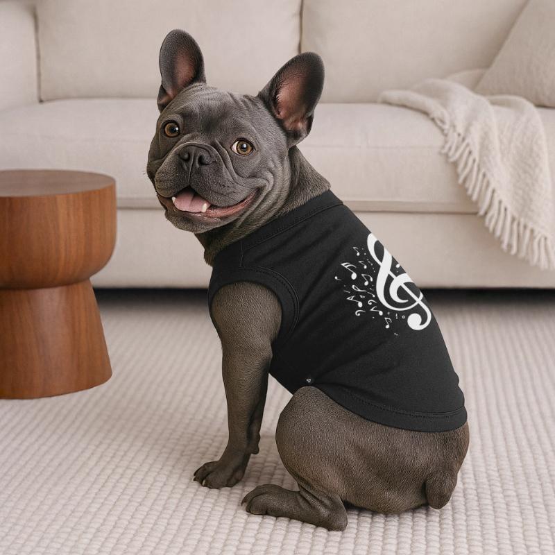 Exploding clef with notes Premium Organic Dog T-Shirt