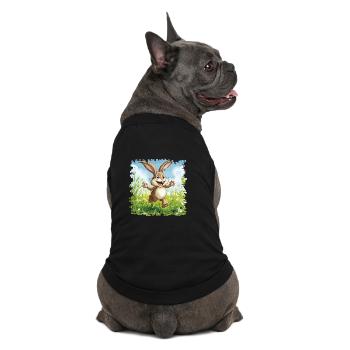 Lapin joyeux dans la prairie printanière - T-shirt bio premium pour chien - noir - Dos