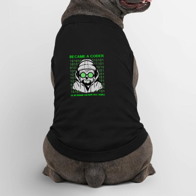 Became a Coder – Hacker Dog Binary Look Premium Organic Hunde-T-Shirt