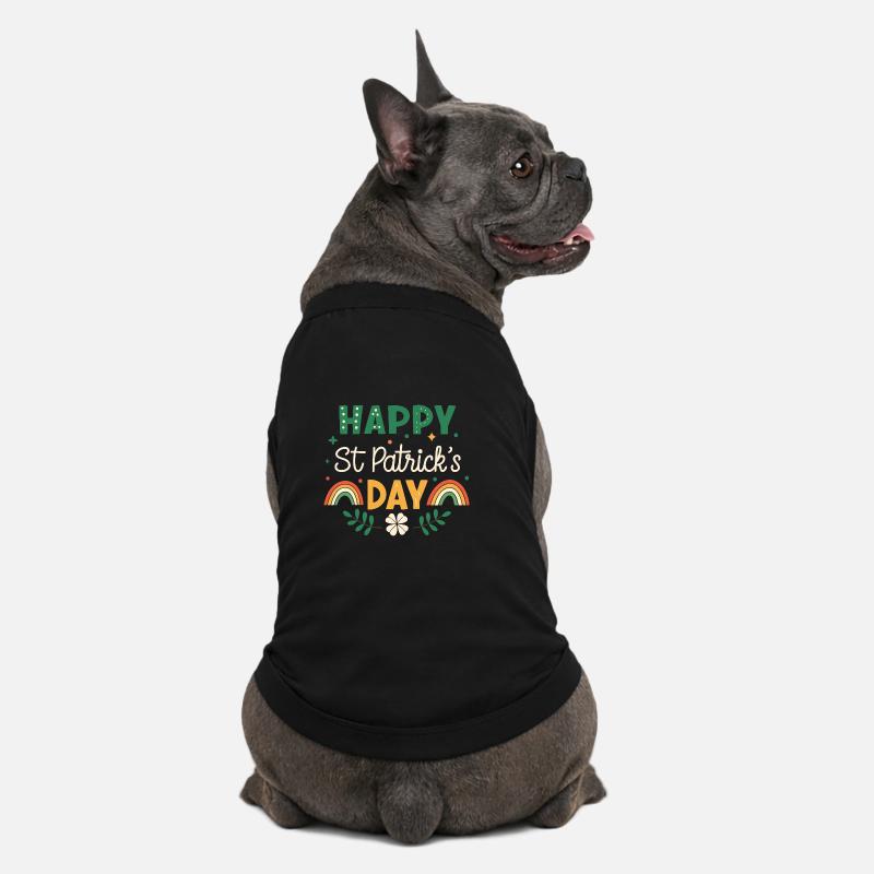 Joyeux Saint Patrick Arc-en-Ciel - T-shirt bio premium pour chien - noir